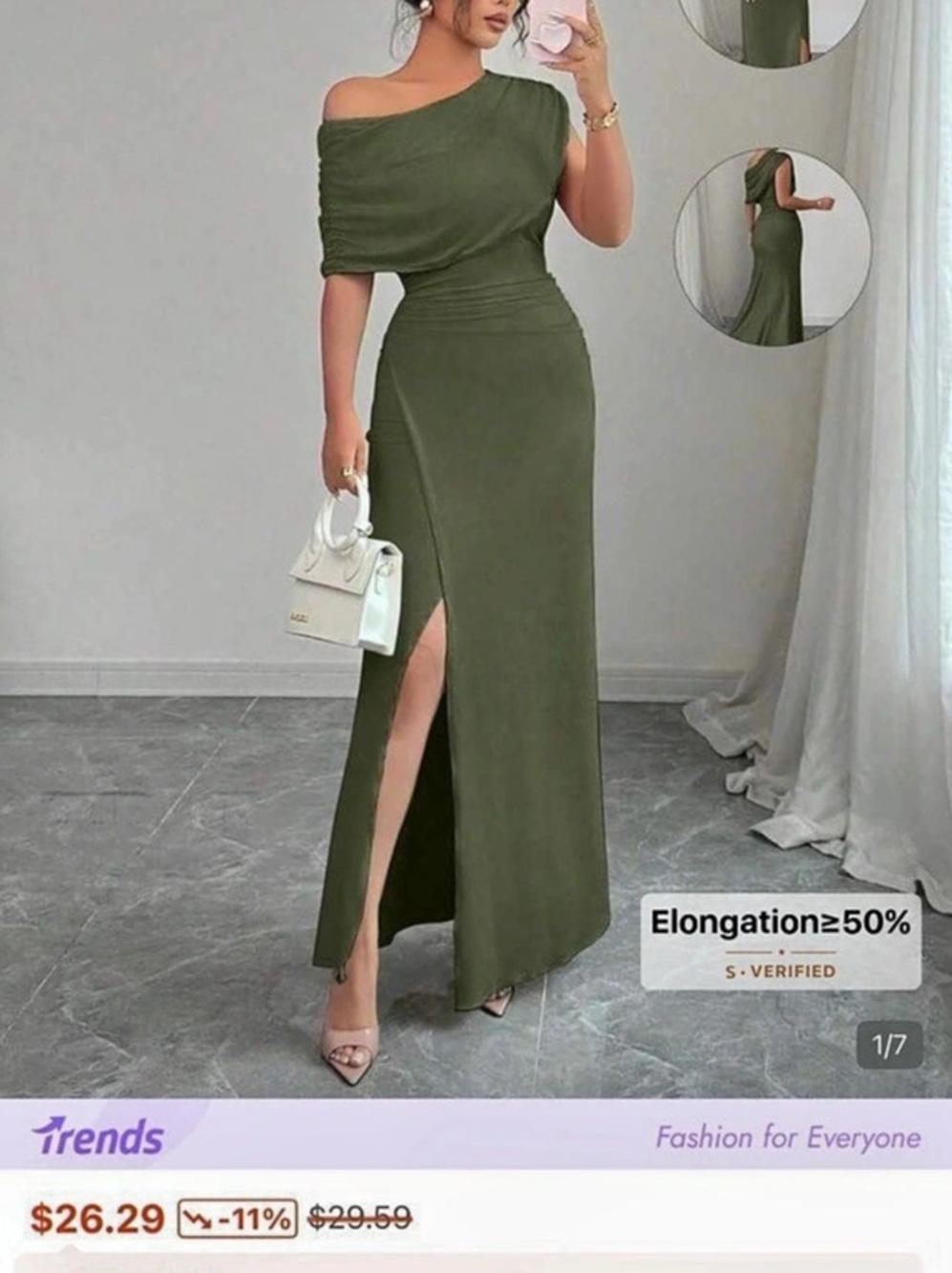 SHEIN Elenzga Elegant Summer Olive Green Dining Maxi Dress Olive Green Maxi Dres